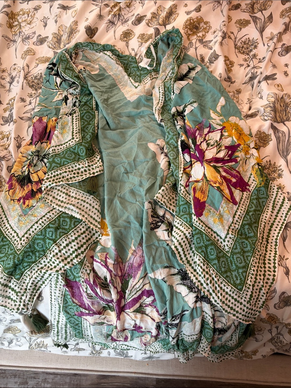 Floral Lightweight Kimono in Teal Green